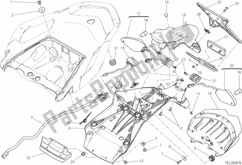 All parts for the 27a - Number Plate Holder - Tail Light of the Ducati Multistrada 1200 ABS 2016